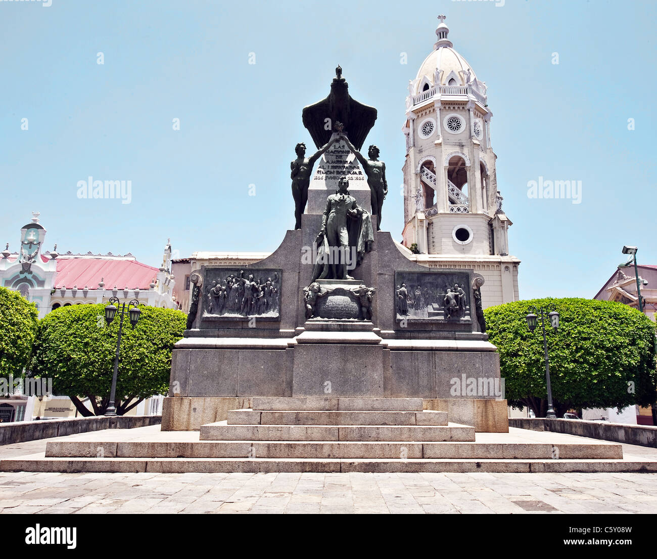 Simon Bolivar monumento nella città di Panama Foto Stock