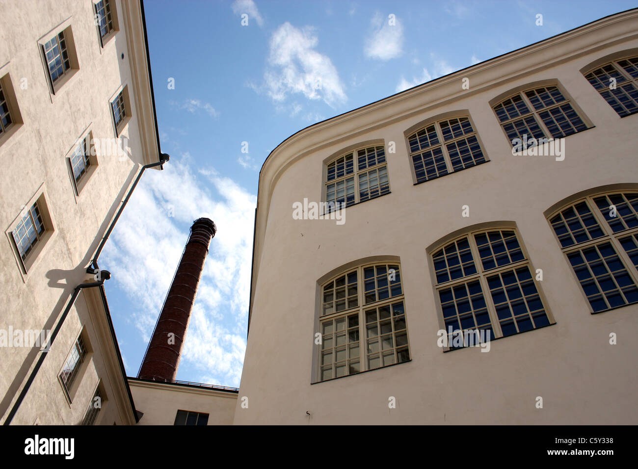 Vecchi edifici in fabbrica al distretto di Finlayson Tampere, Finlandia Foto Stock