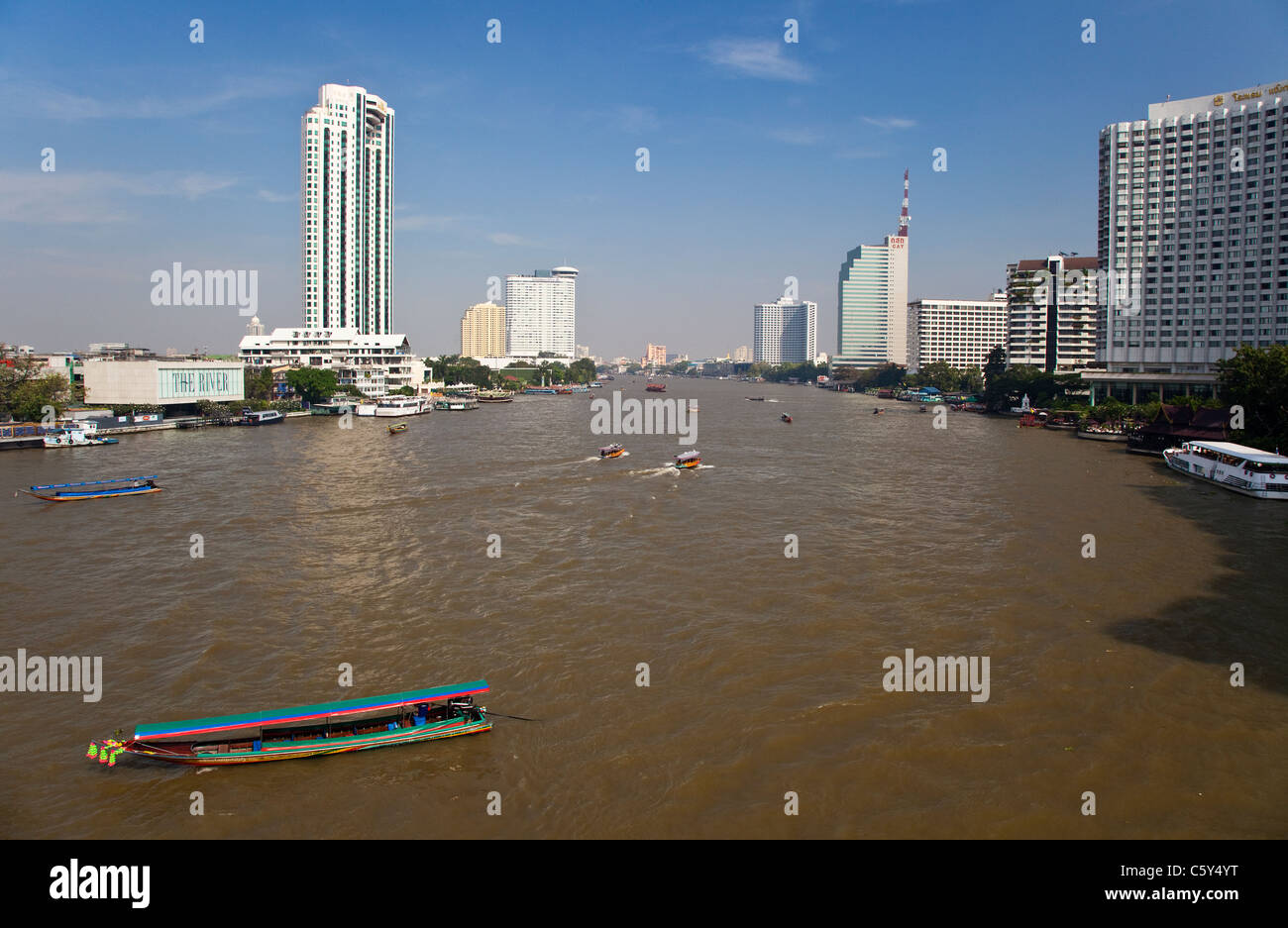 Il fiume Chao Phraya, Bangkok, Thailandia Foto Stock