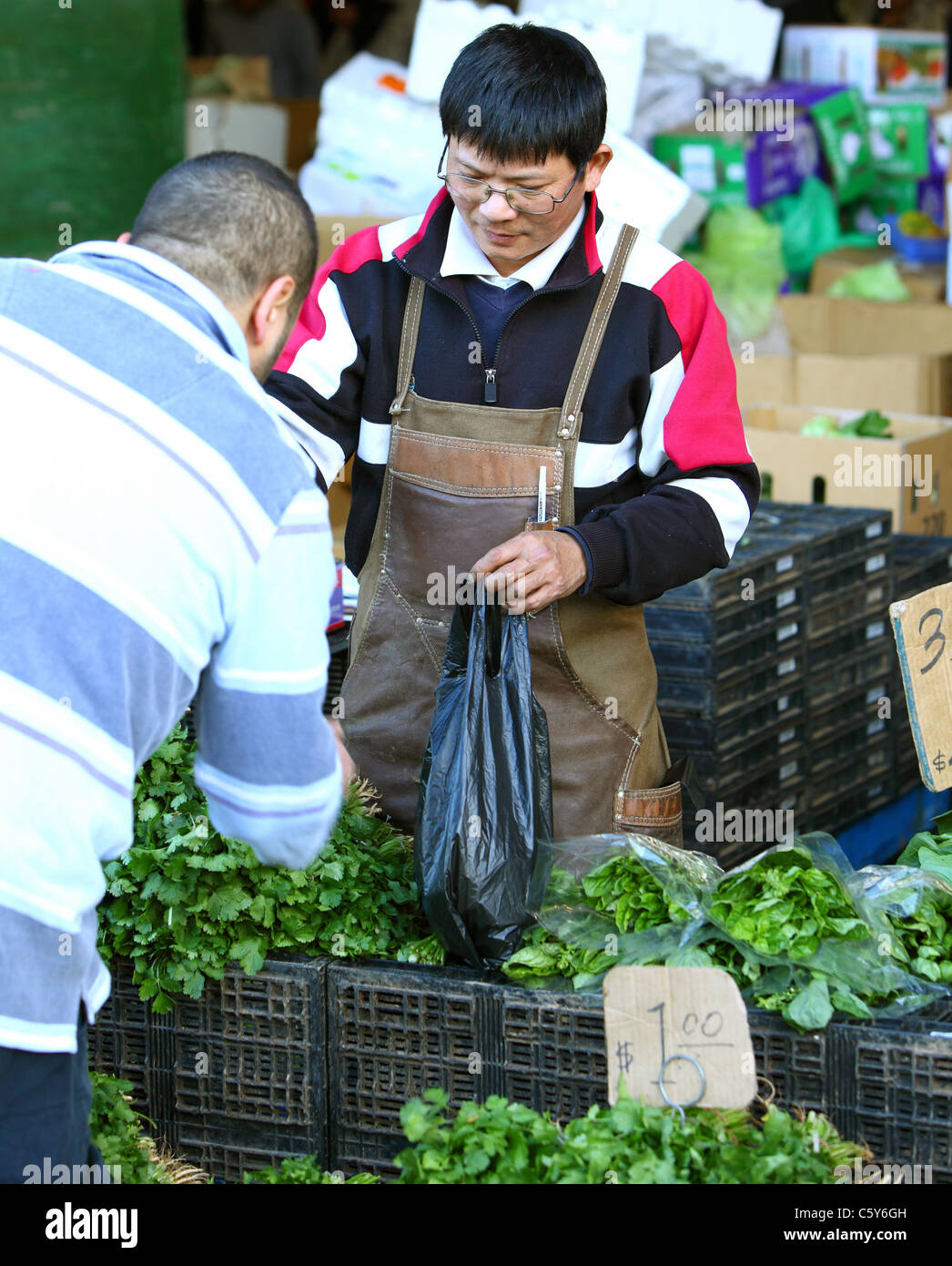 Frutta e verdura mercato gli operatori a Paddy's Mercato in Sydney Australia Foto Stock