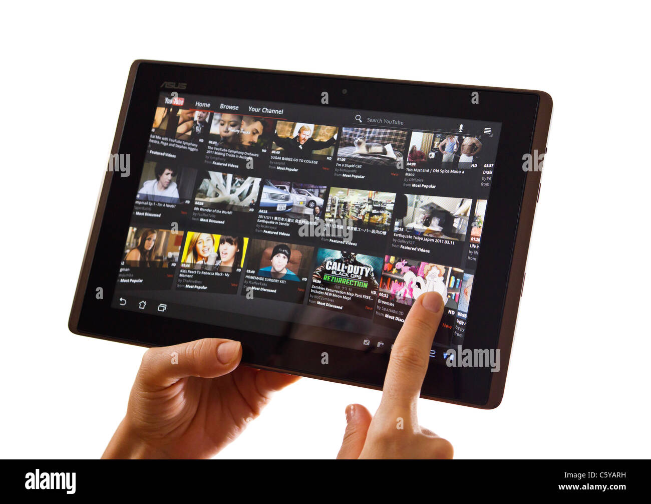 Android tablet: app Youtube Foto Stock