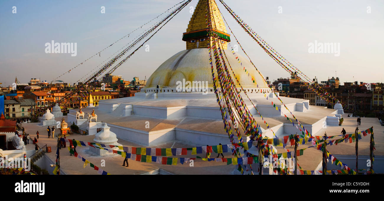 Immagine di panorama di Bodhnath Stupa di Kathmandu in Nepal Foto Stock