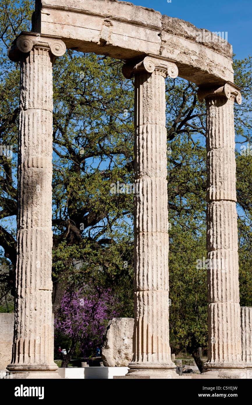 Olimpia antica,casa in Grecia i giochi 776 BC,sito archeologico e museo,palestra,Palaestra,Wrestling scuola,Katakolon,Grecia Foto Stock