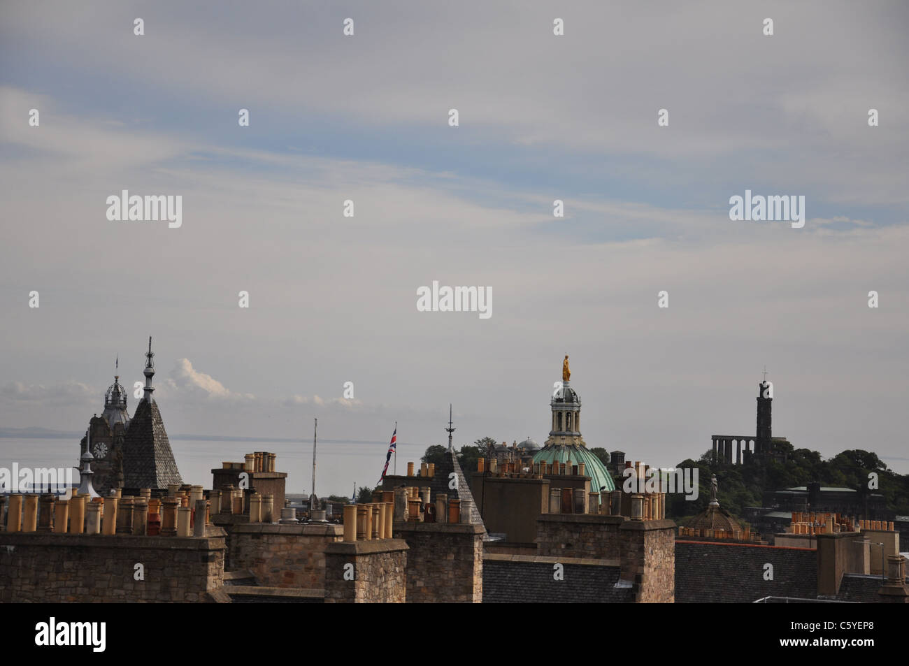 Vista su Edimburgo Città Vecchia tetti, Scotlamd REGNO UNITO Foto Stock