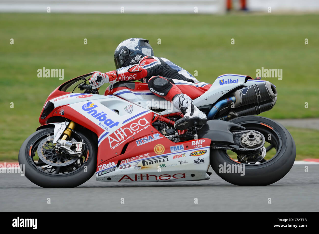 Carlos Checa con la Ducati nel mondiale Superbike Foto Stock