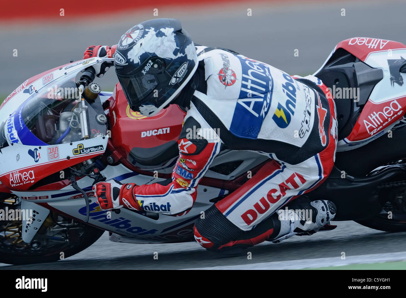 Carlos Checa con la Ducati nel mondiale Superbike Foto Stock