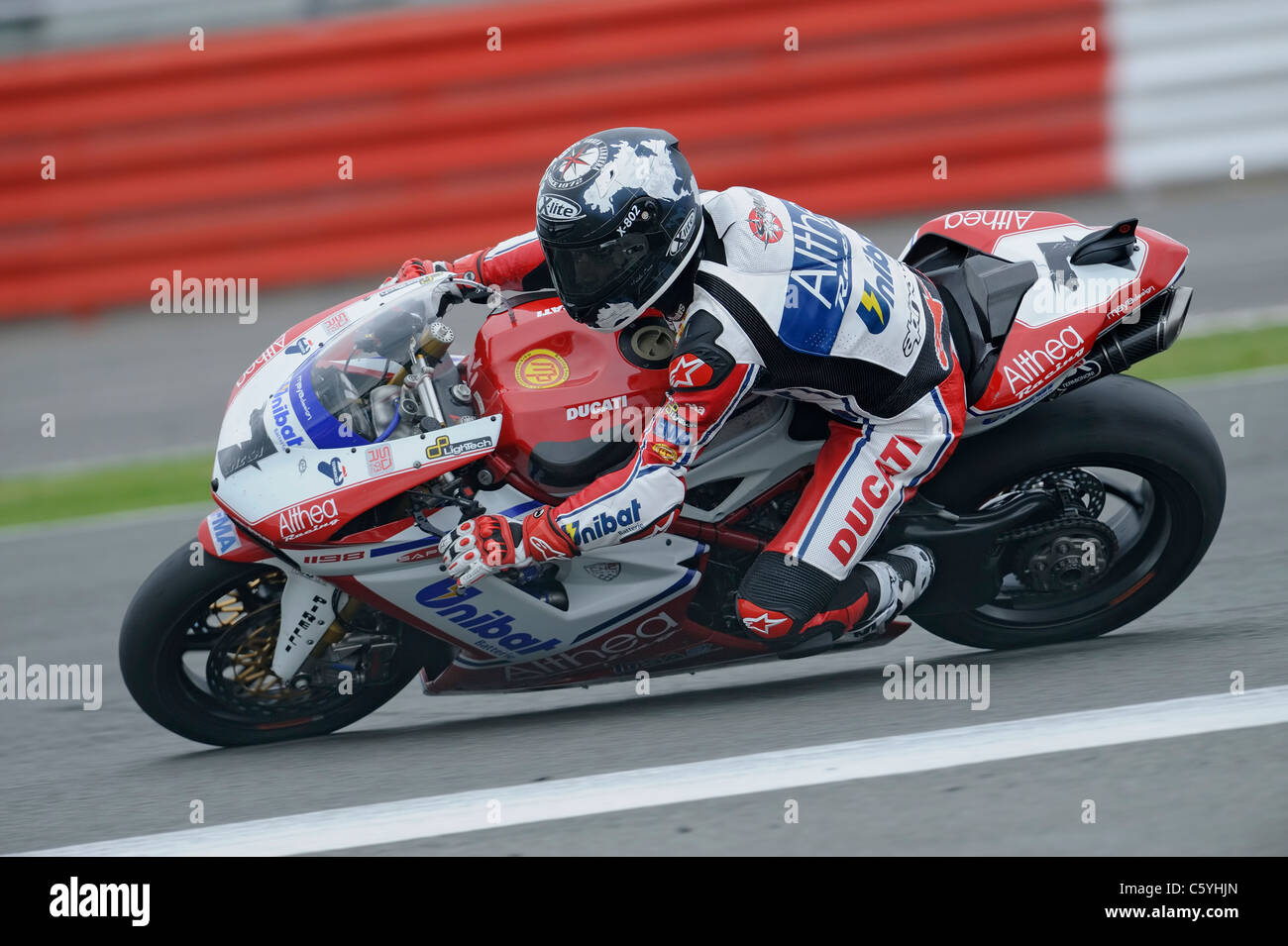 Carlos Checa con la Ducati nel mondiale Superbike Foto Stock