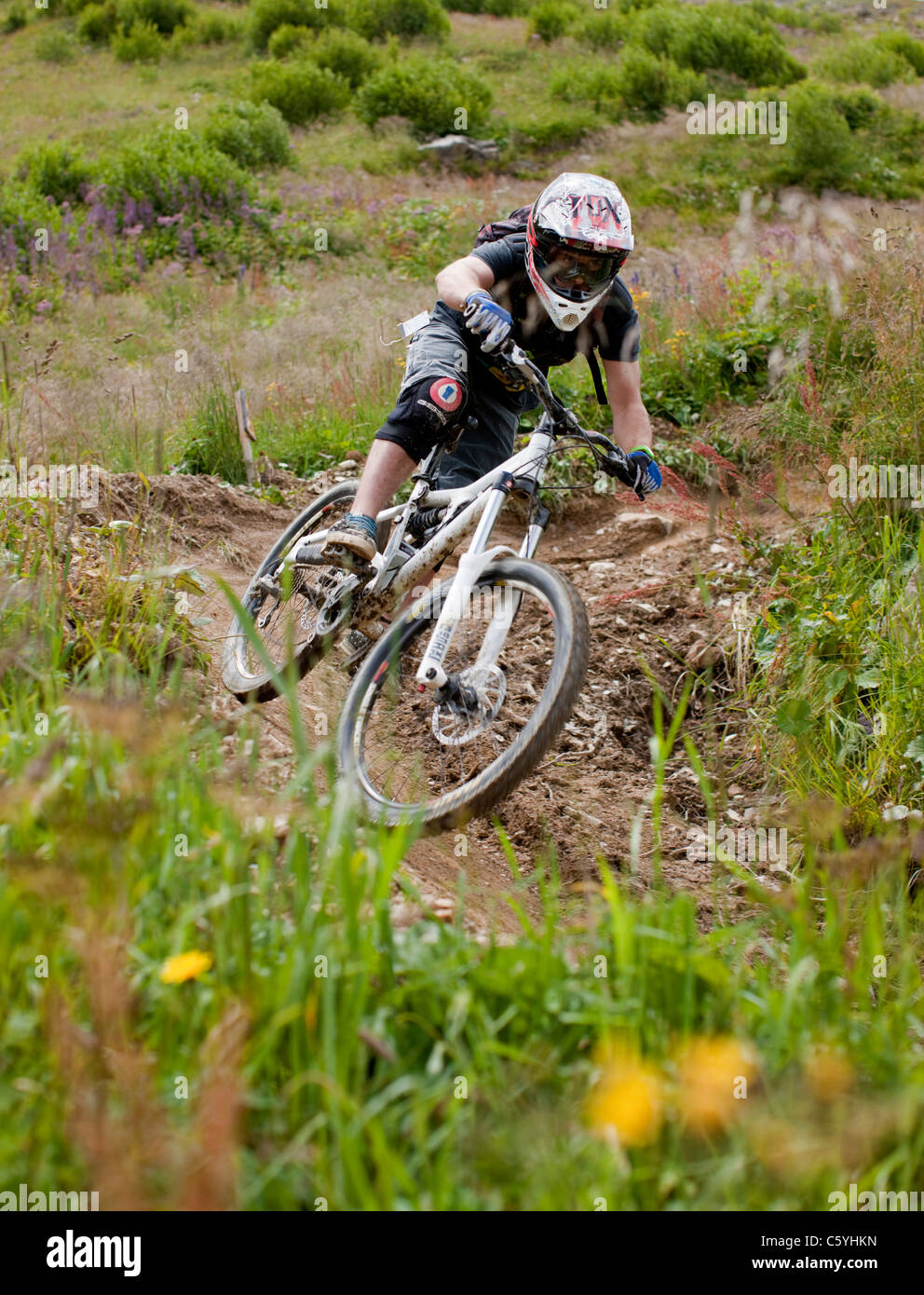 Discesa con la mountain bike. Avoriaz, Francia. Foto Stock