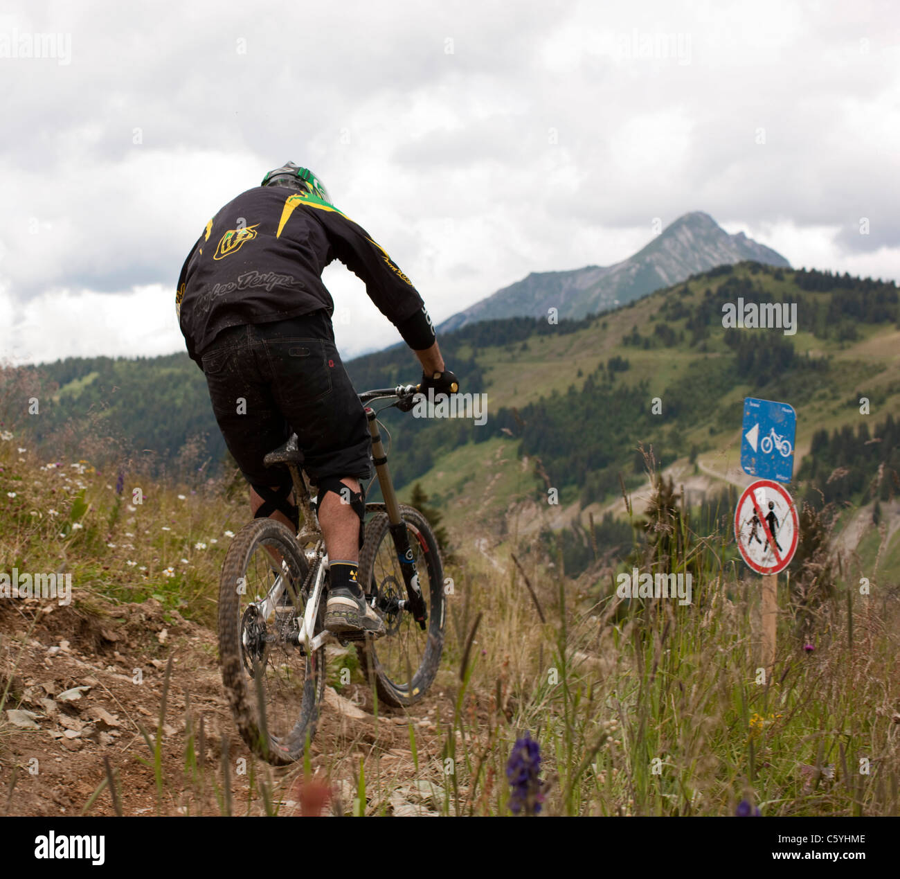 Discesa con la mountain bike. Avoriaz, Francia. Foto Stock