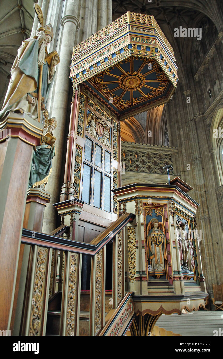 Il pulpito, Cattedrale di Canterbury, Canterbury, città di Canterbury, nel Kent, England, Regno Unito Foto Stock
