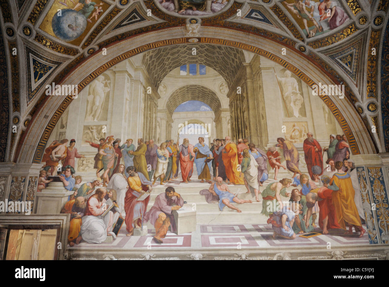 Raffaello della scuola di pittura di Atene, Musei Vaticani, Città del Vaticano Foto Stock