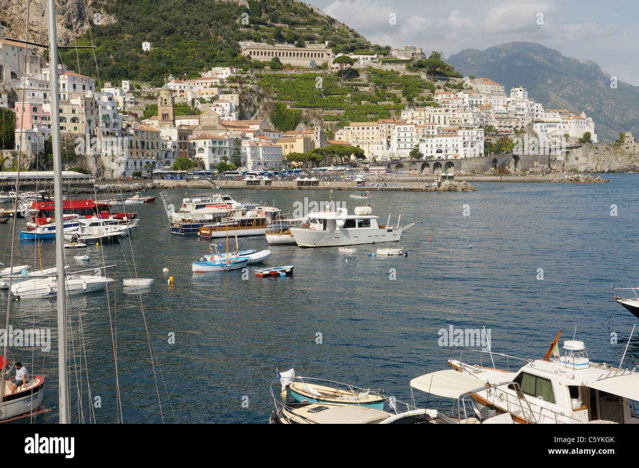 Dal porto di Amalfi e marina, Campania, Italia Foto Stock