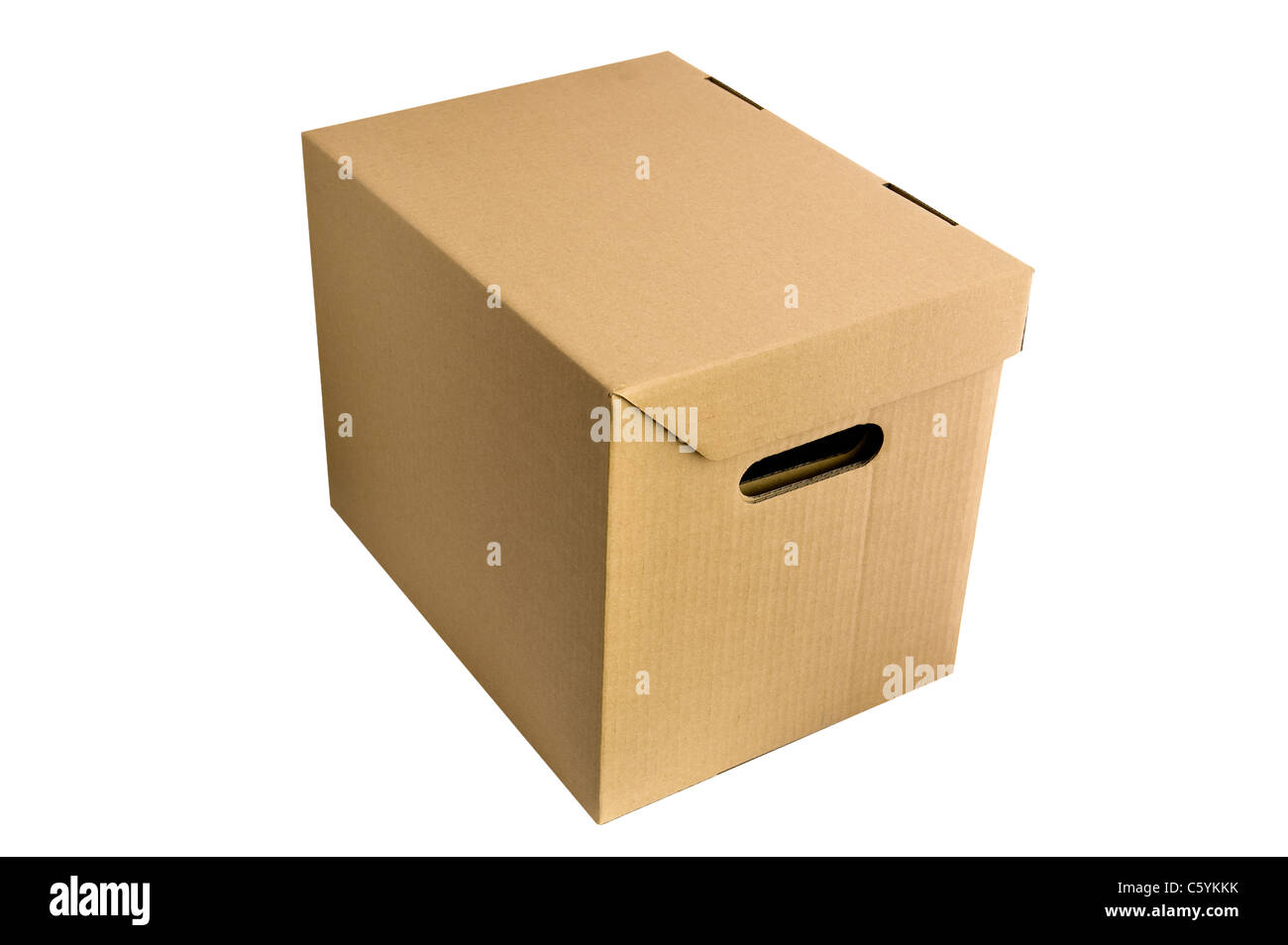 Scopo su bianco - attrezzo scatola di cartone vicino fino Foto Stock