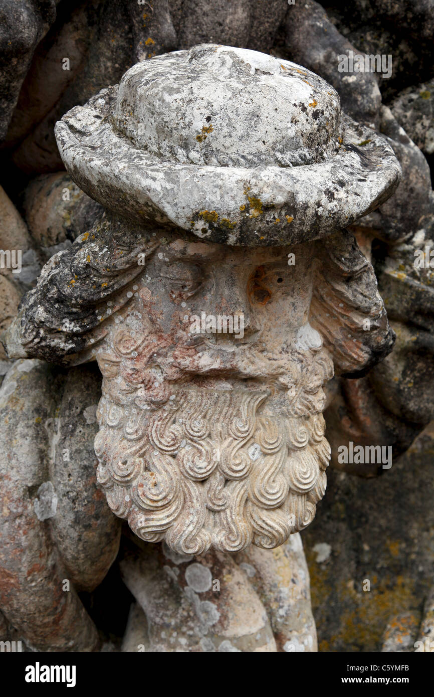 Un dettaglio della finestra manuelina di casa del Capitolo (Janela do Capítulo) raffigurante Enrico il Navigatore Foto Stock