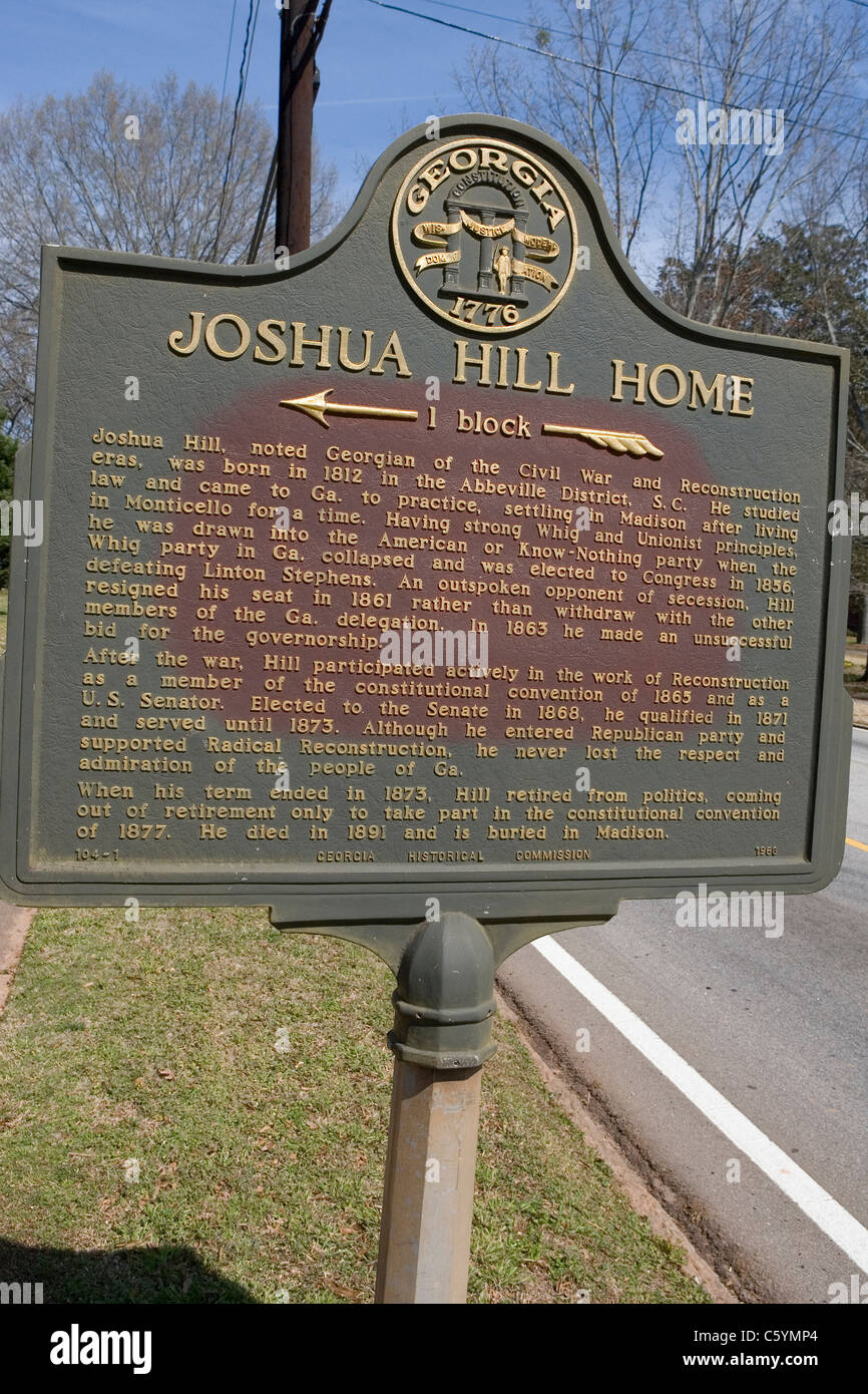 JOSHUA HILL HOME. Joshua Hill, notato Georgian della guerra civile e la ricostruzione, è nato nel 1812 in Abbeville distretto. Foto Stock