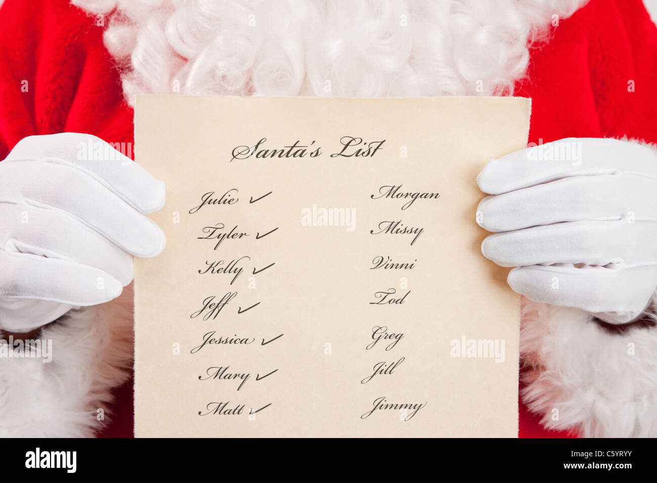 Babbo Natale azienda lista dei regali di Natale Foto Stock