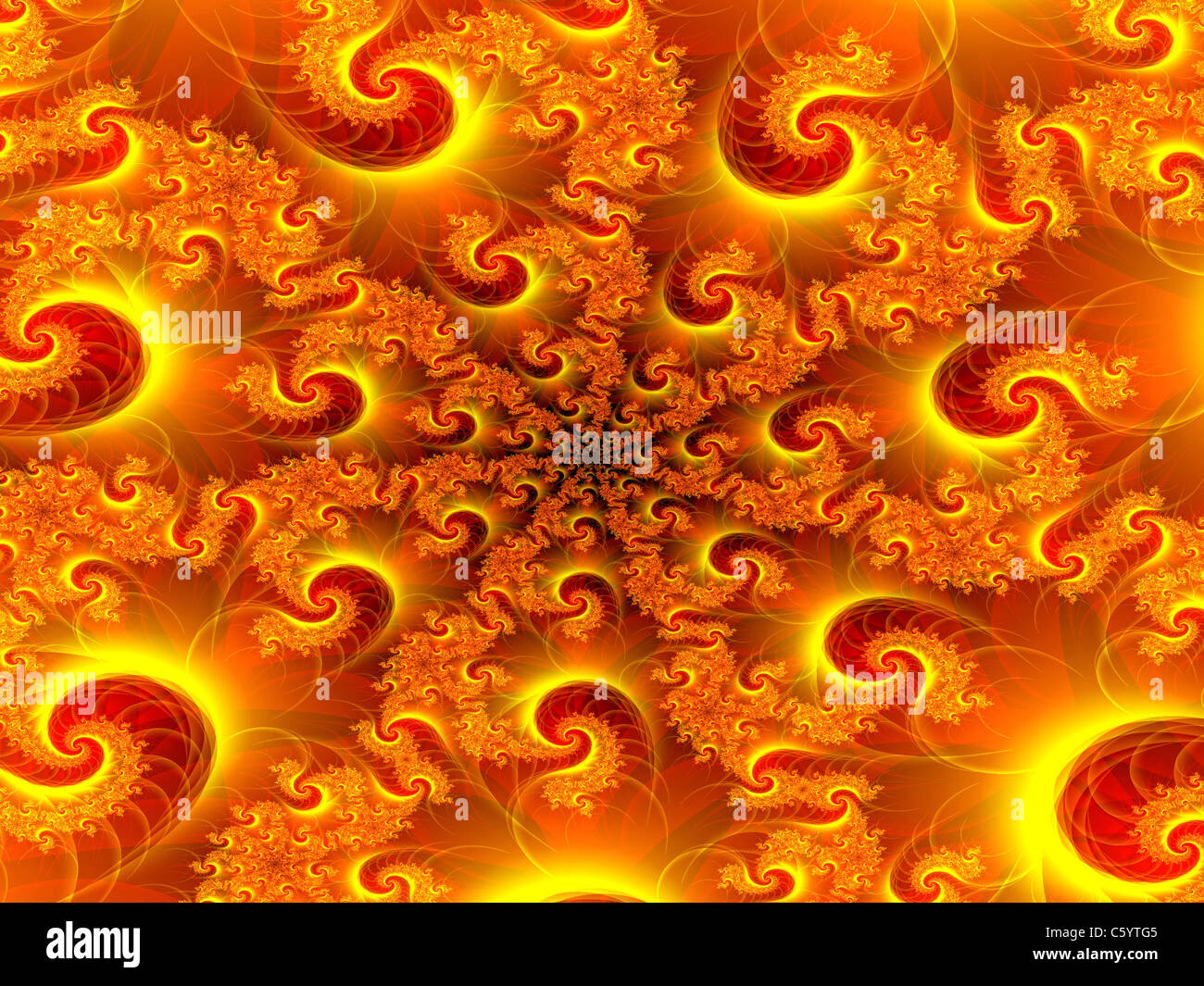 Un aumento vertiginoso dei Computer Fiery generato disegno frattale Foto Stock