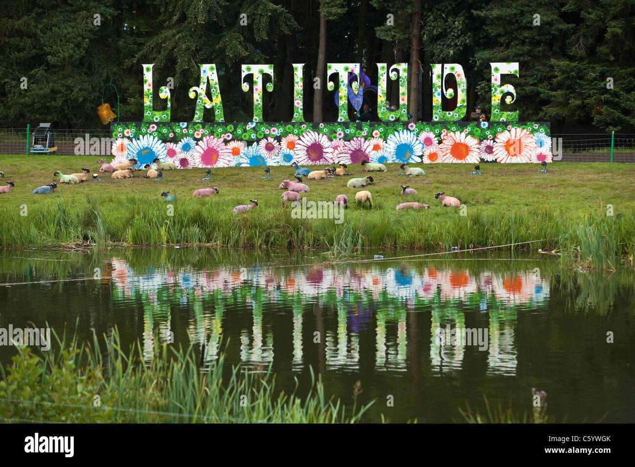 Latitude Festival segno, Henham Park, Suffolk, Inghilterra, Regno Unito. Foto Stock