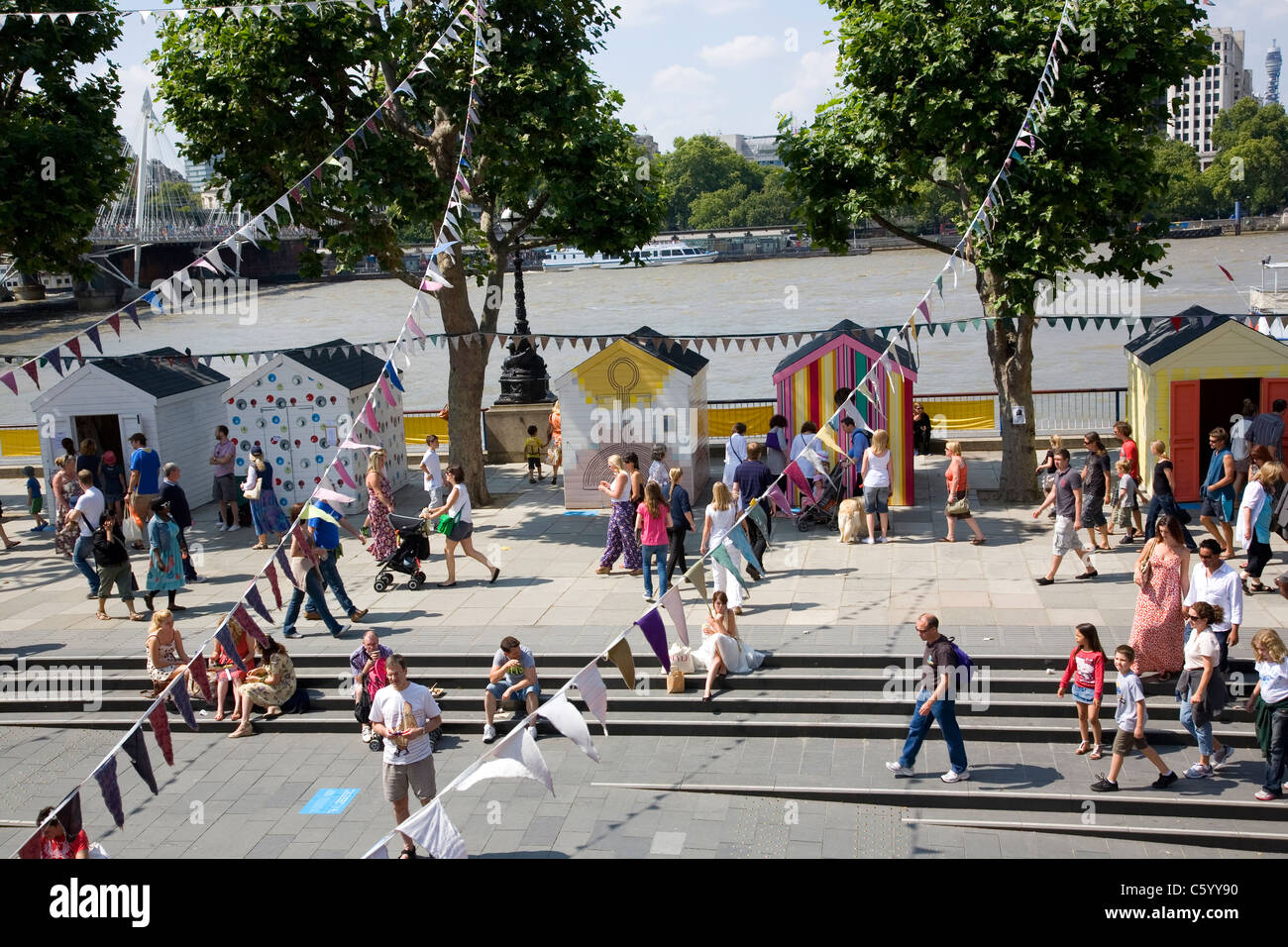 Capanne sulla South Bank Promenade Foto Stock
