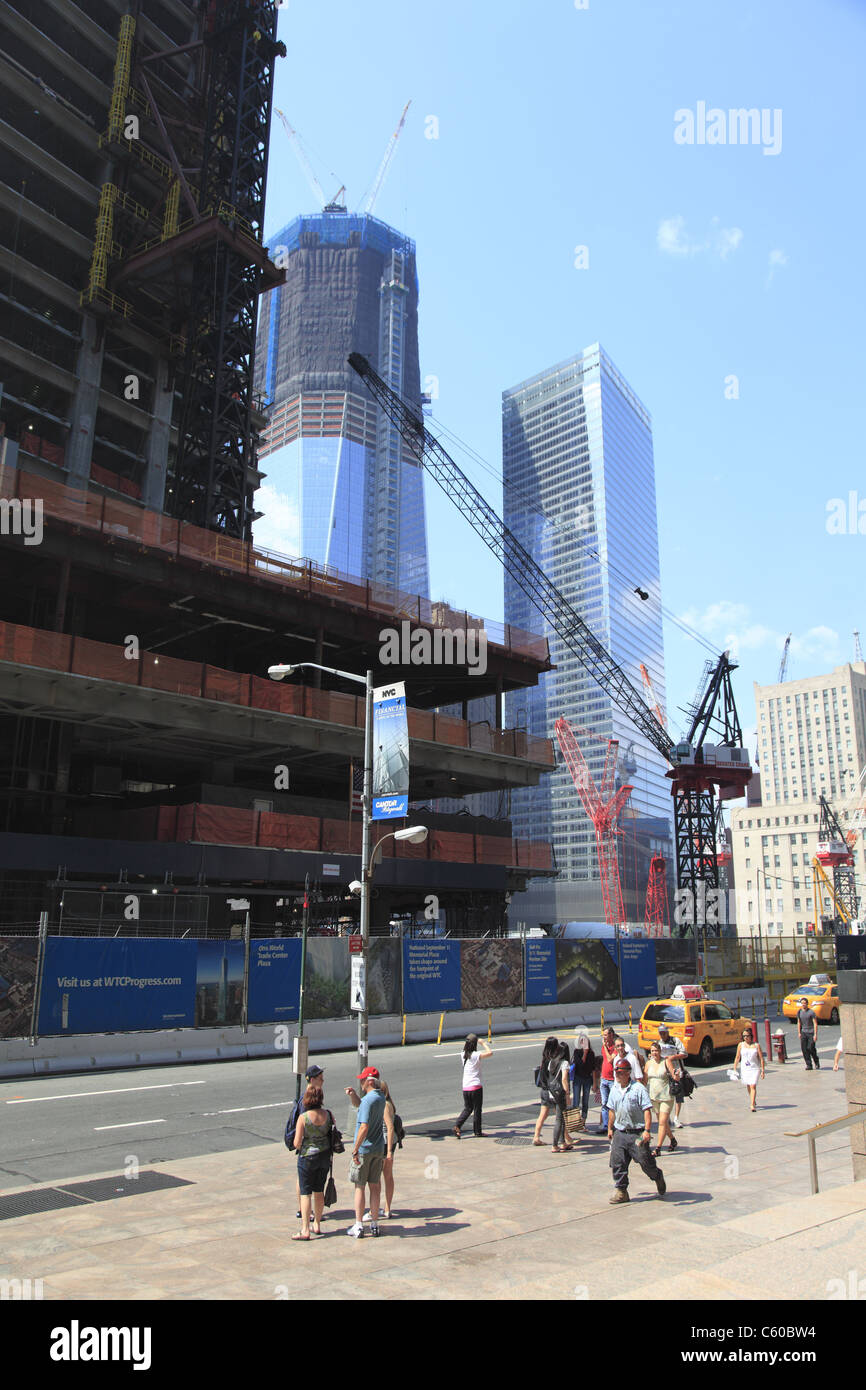 Freedom Tower, 1 World Trade Center in costruzione, Ground Zero, Manhattan New York City Foto Stock