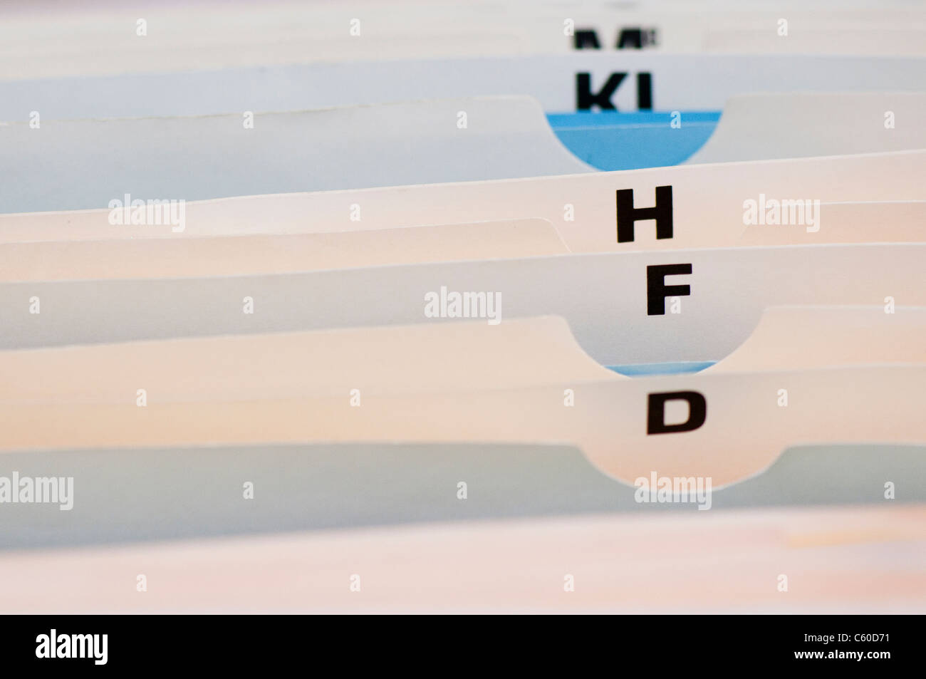 File indice schede Foto Stock