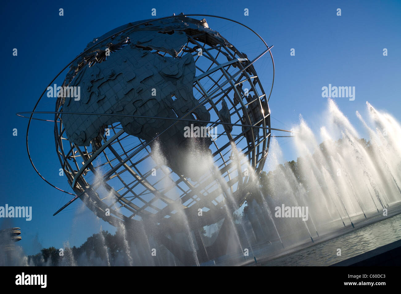 Unisfera e fontane Martedì, Settembre 14, 2010, in Flushing Meadows, New York. Foto Stock