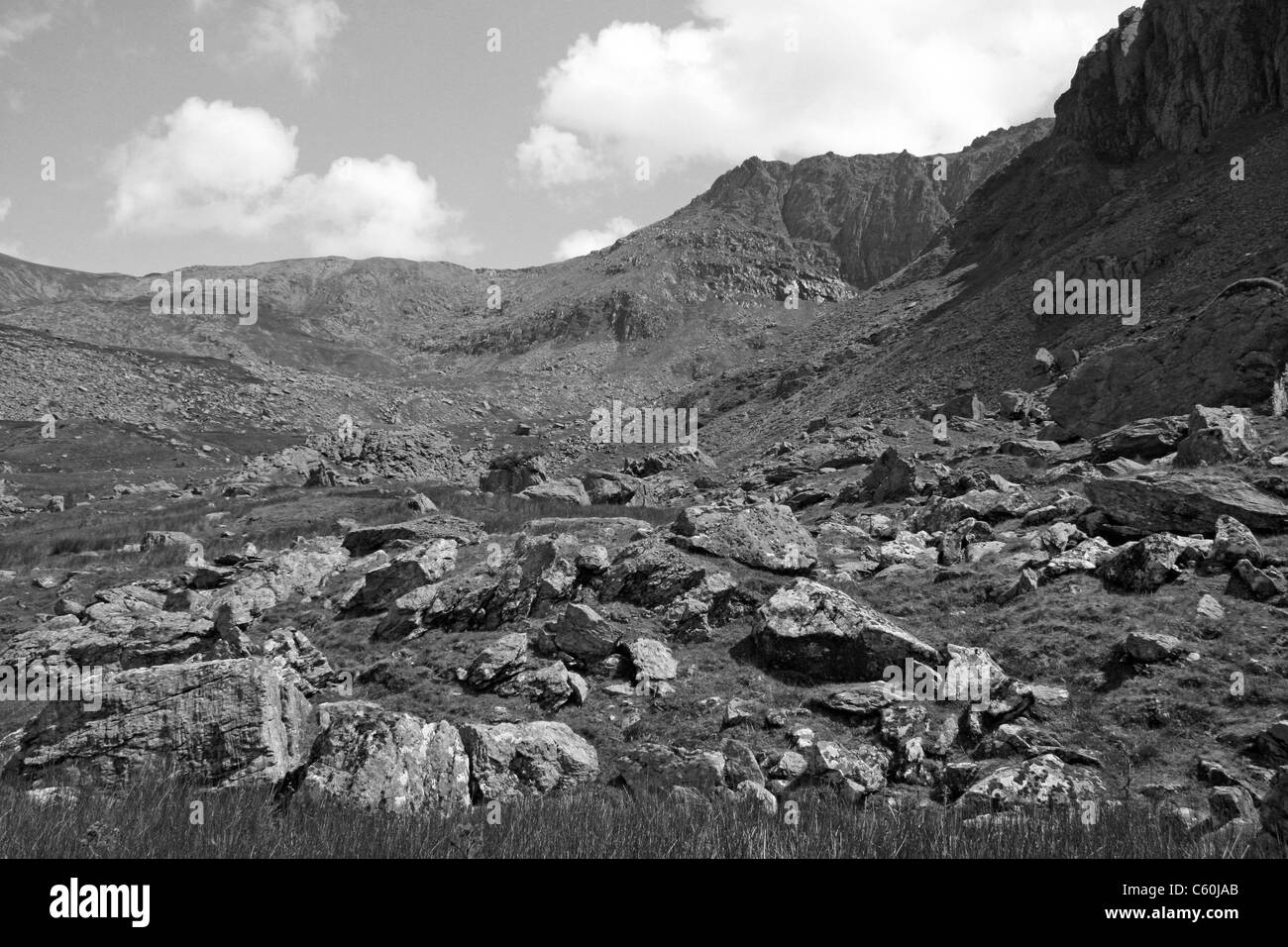 Paesaggio di montagna nella valle Llafar, Snowdonia, Galles Foto Stock