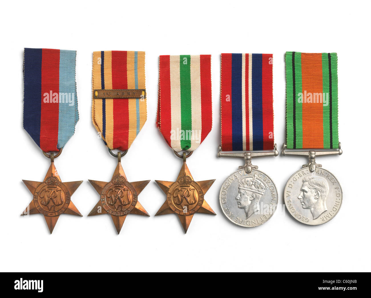 British Commonwealth e medaglie di campagna da WW2 su bianco Foto Stock