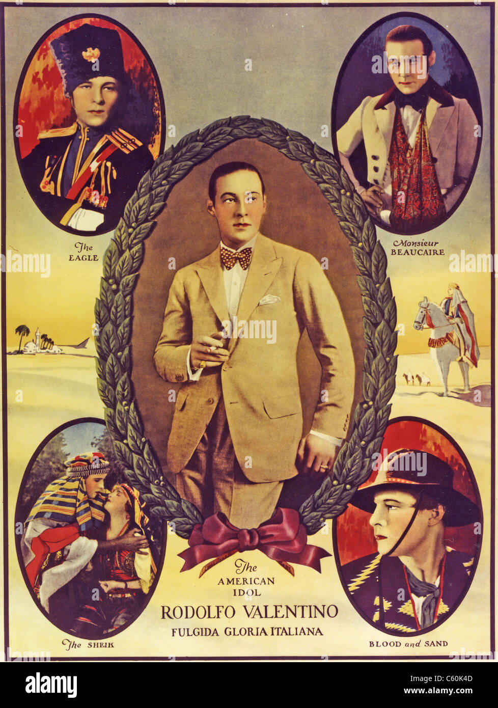 Rodolfo Valentino (1895-1926) film muto italiano attore mostrato in alcuni dei suoi famosi ruoli Foto Stock