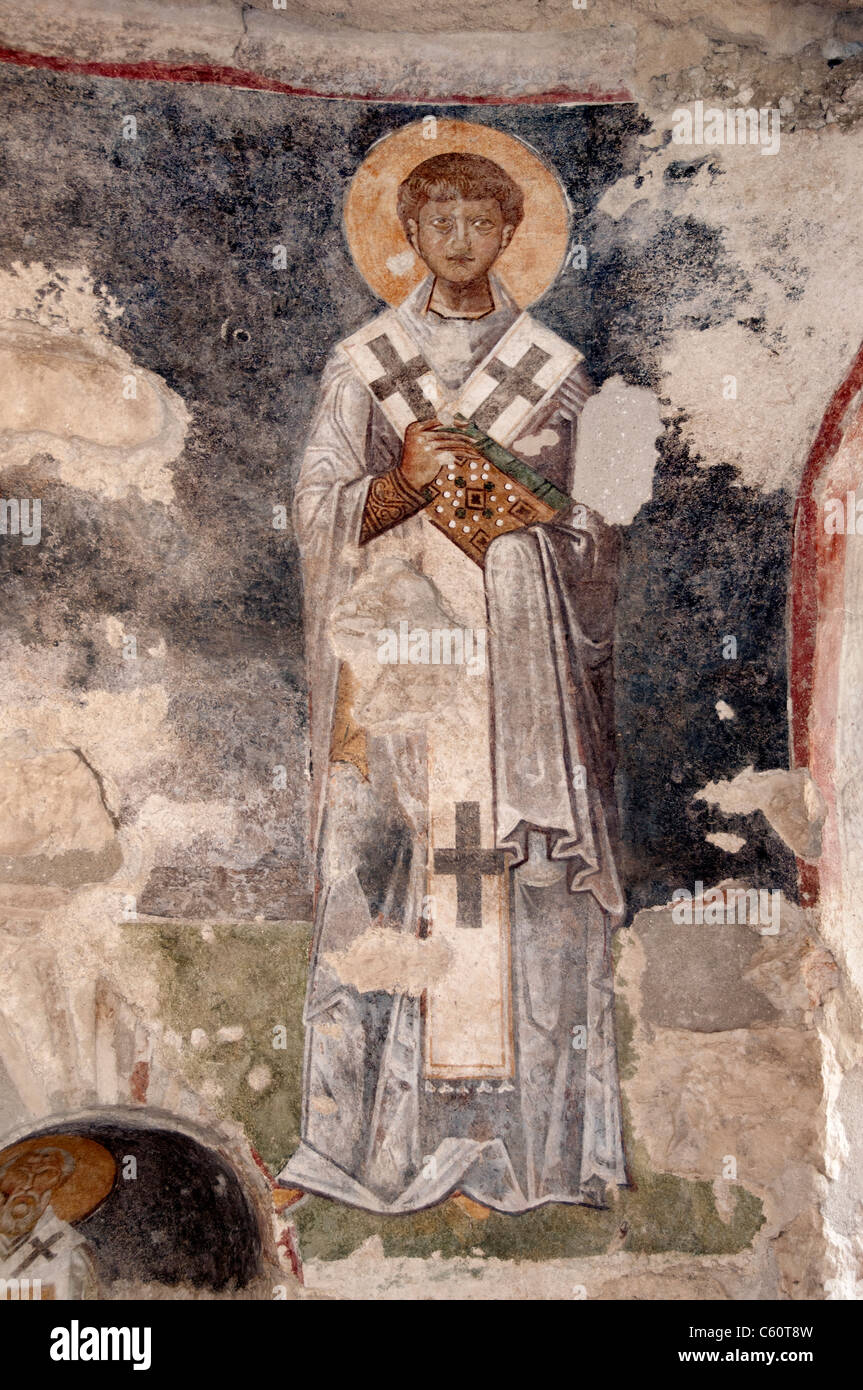 Affresco presso la Chiesa di San Nicola 4th cent ad Babbo Natale Noel Baba Sinterklaas Myra Turchia Foto Stock