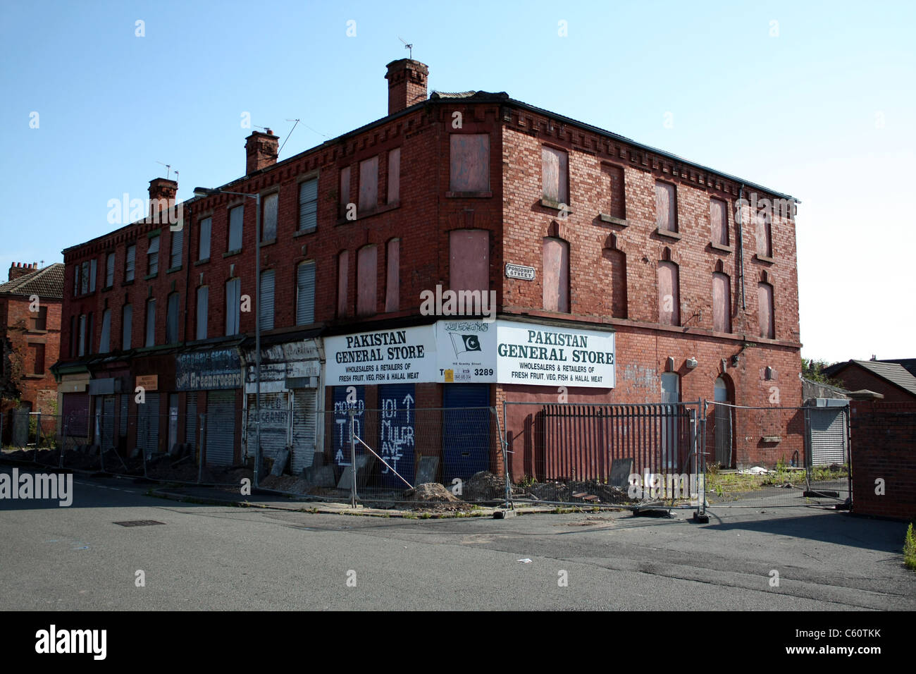 Edificio abbandonato in Toxteth, Liverpool Foto Stock