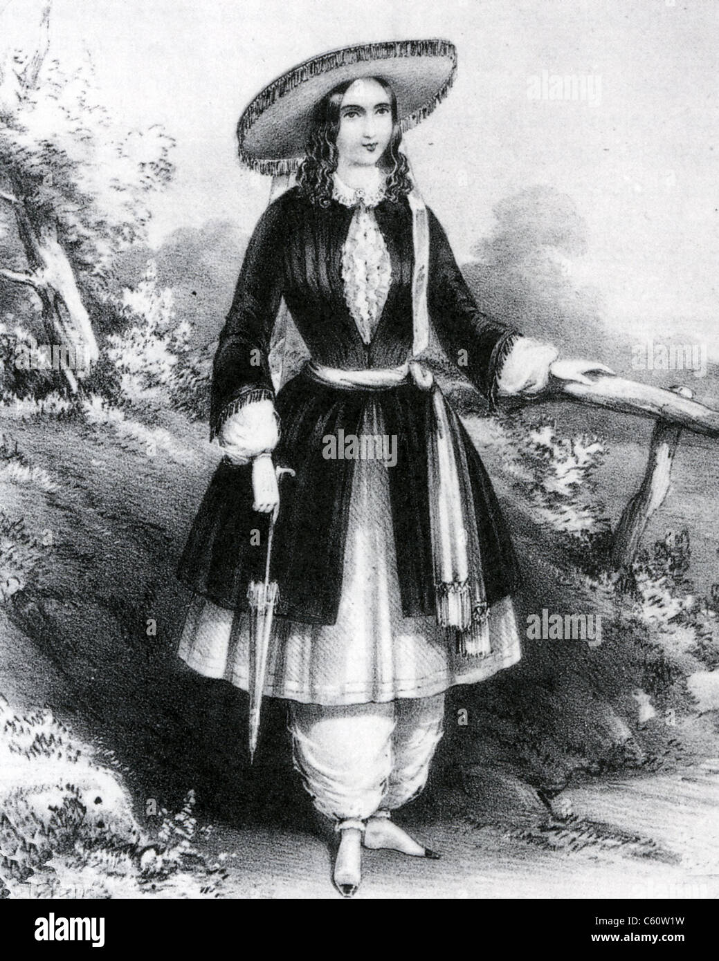 Moda BLOOMERS in una rivista americana circa 1850 Foto Stock