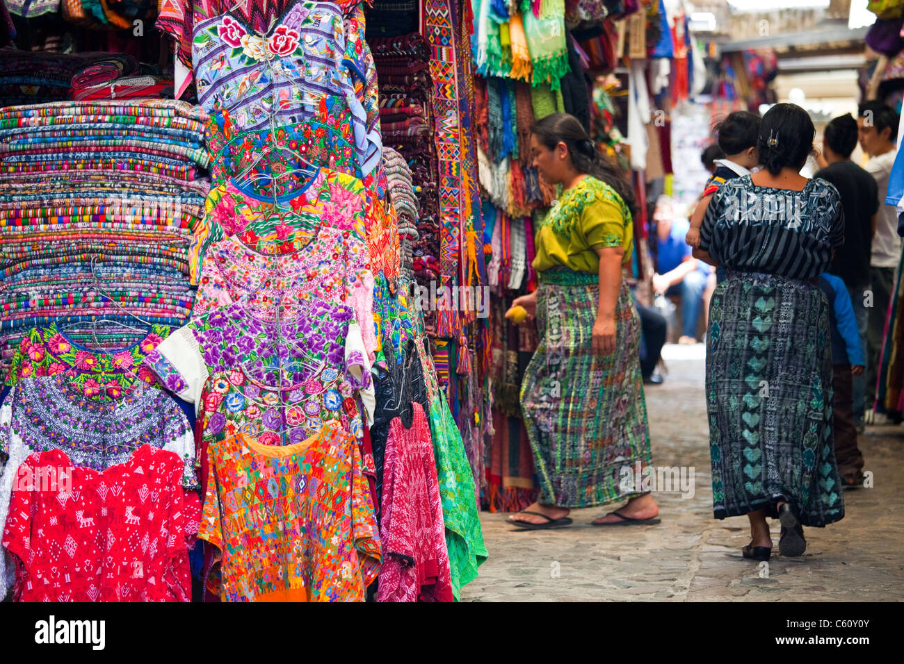 Il Mercado de Artesanias, artigiani mercato, Antigua, Guatemala Foto Stock