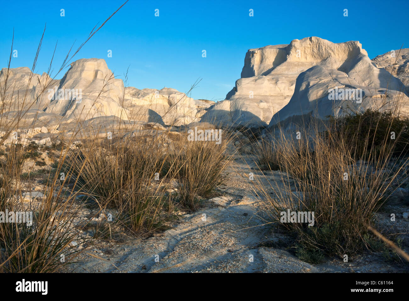 Bianco gesso canyon formazione nel deserto del Kazakistan Foto Stock