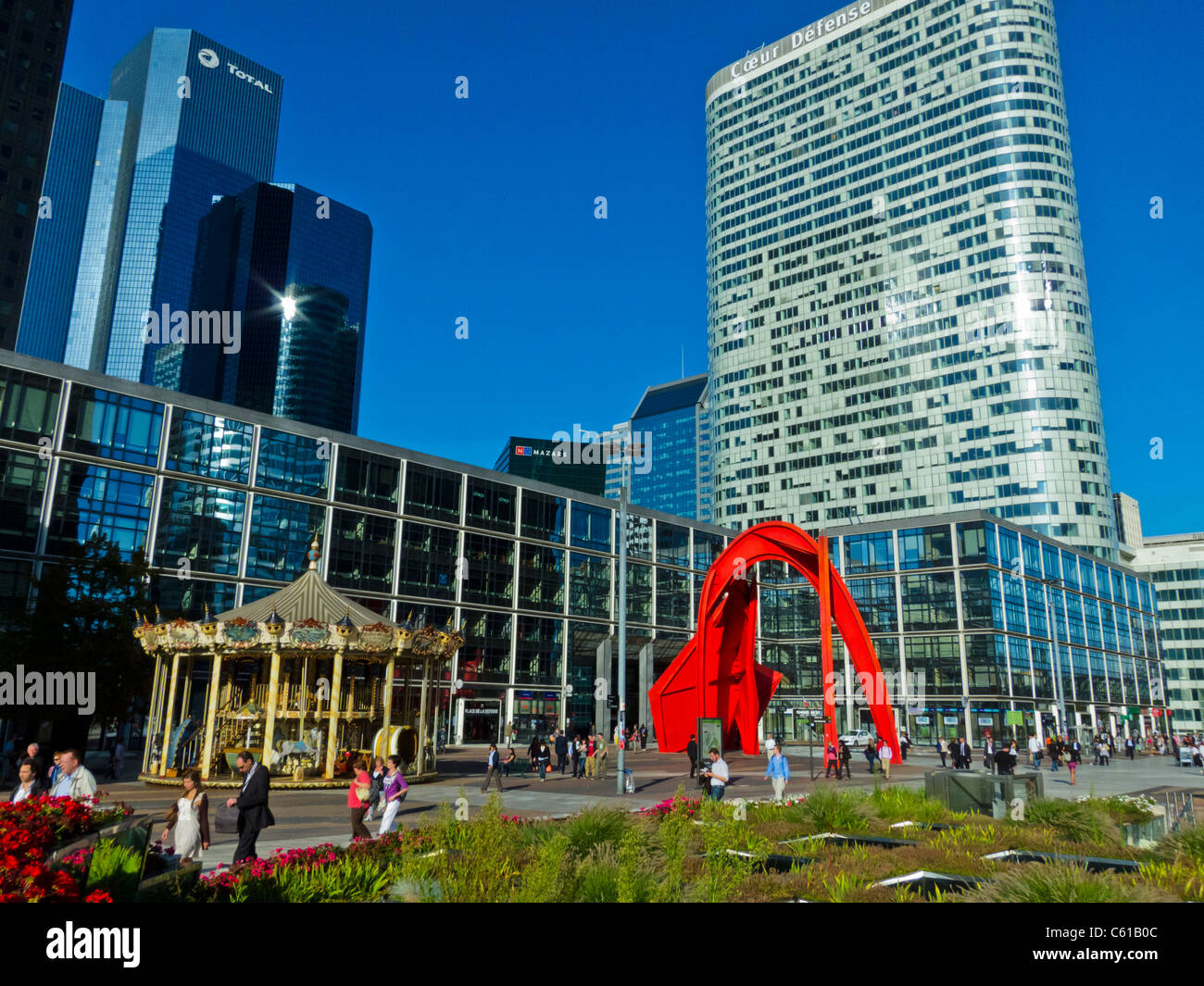 la Defense paris, Francia, la Défense Business Center, viste, economia francese, arte urbana edifici per uffici a Parigi Foto Stock