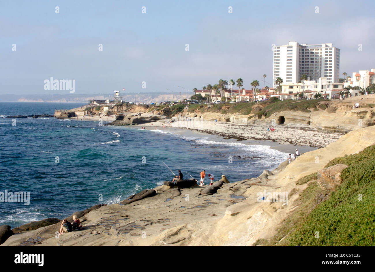 Le spiagge e le nervature lungo costa Boulevard a La Jolla, California Foto Stock