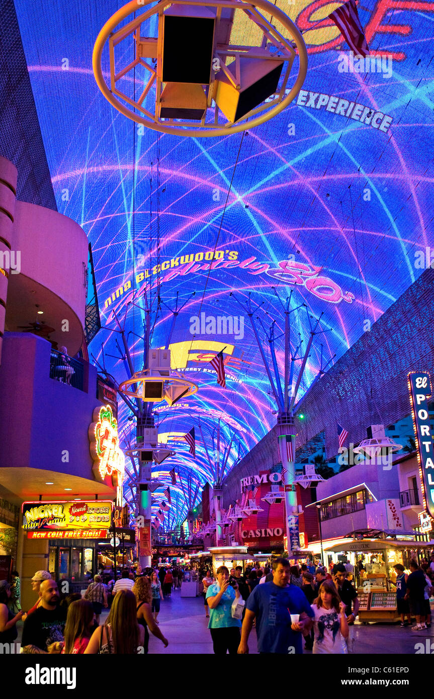 Spettacolo di luci Fremont Street Downtown Las Vegas NV Nevada Foto Stock