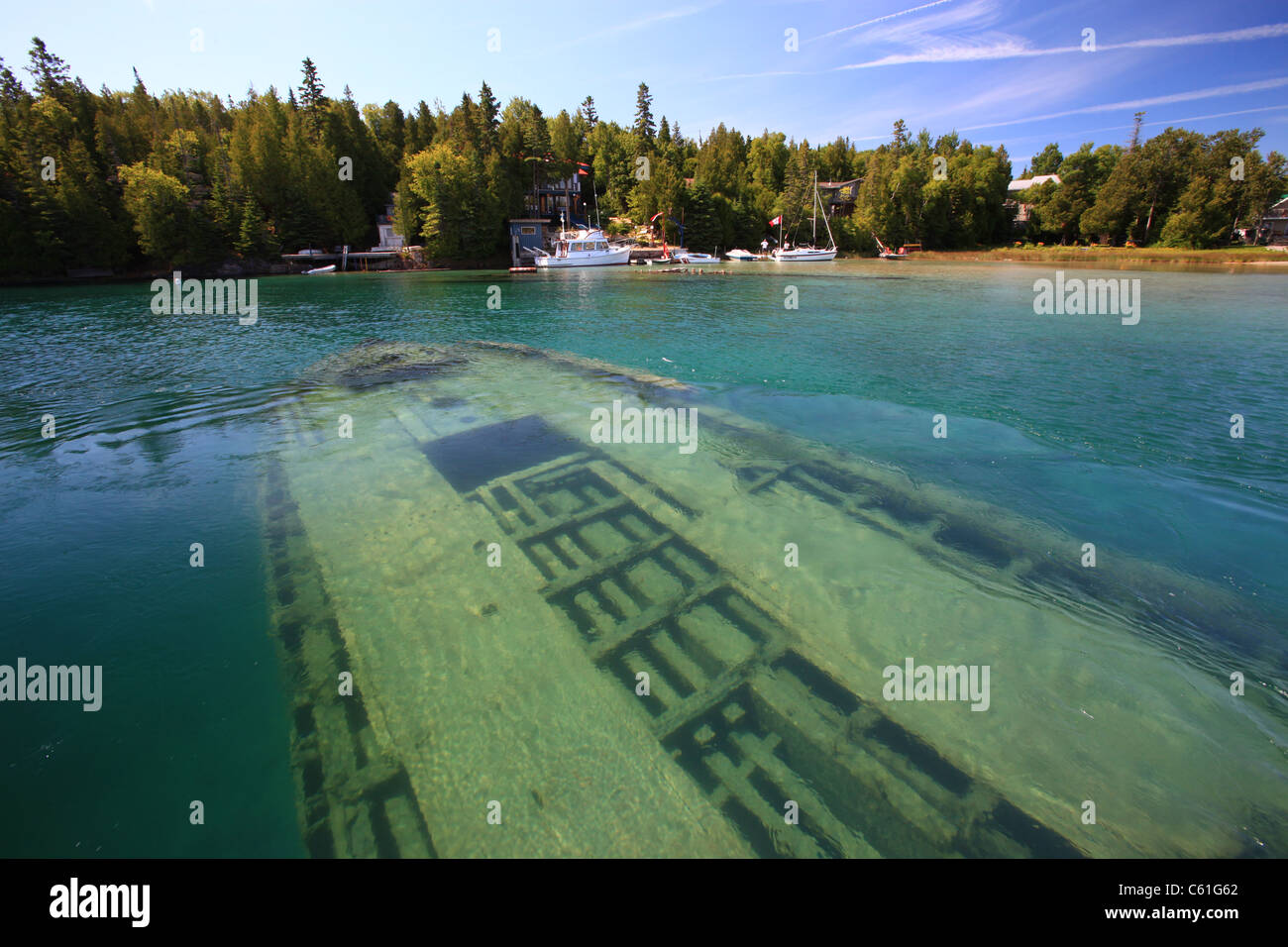 Naufragio "Concorsi" nella grande vasca Harbour, Tobermory, Georgian Bay, Ontario Canada Foto Stock