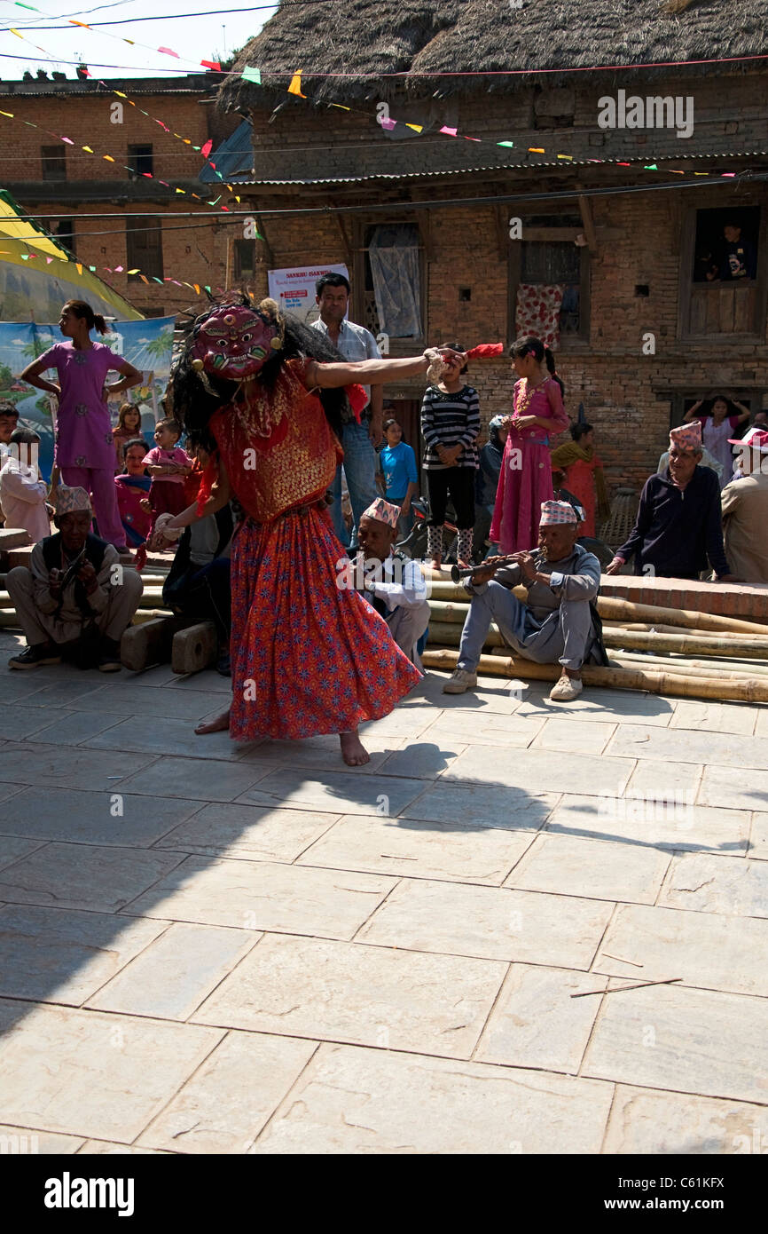 Le celebrazioni per la festa di Shiva in Sankhu, Valle di Kathmandu Foto Stock