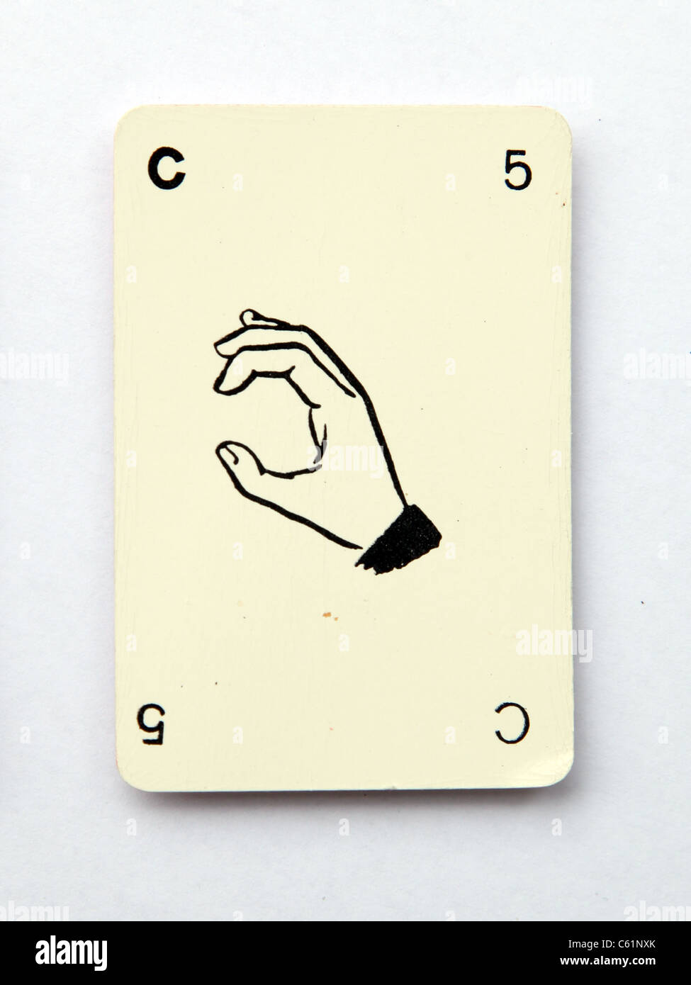 La lettera c spelta su una vecchia carta da gioco a partire dagli anni sessanta, "Kan-U-Go" Foto Stock