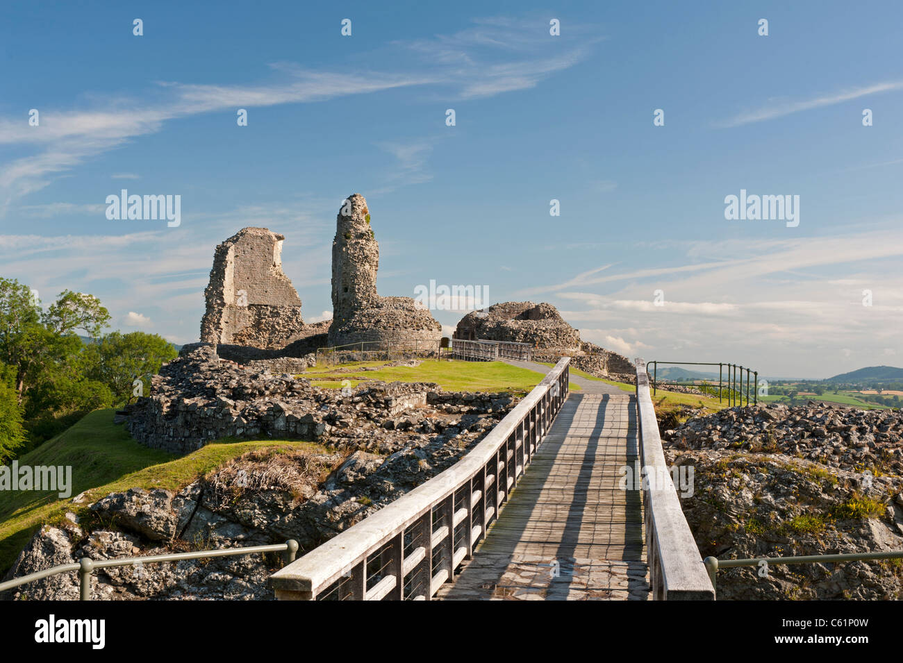 Il XIII secolo il castello di Montgomery rovine, Castle Hill, Powys, metà del Galles, Regno Unito. SCO 7610 Foto Stock