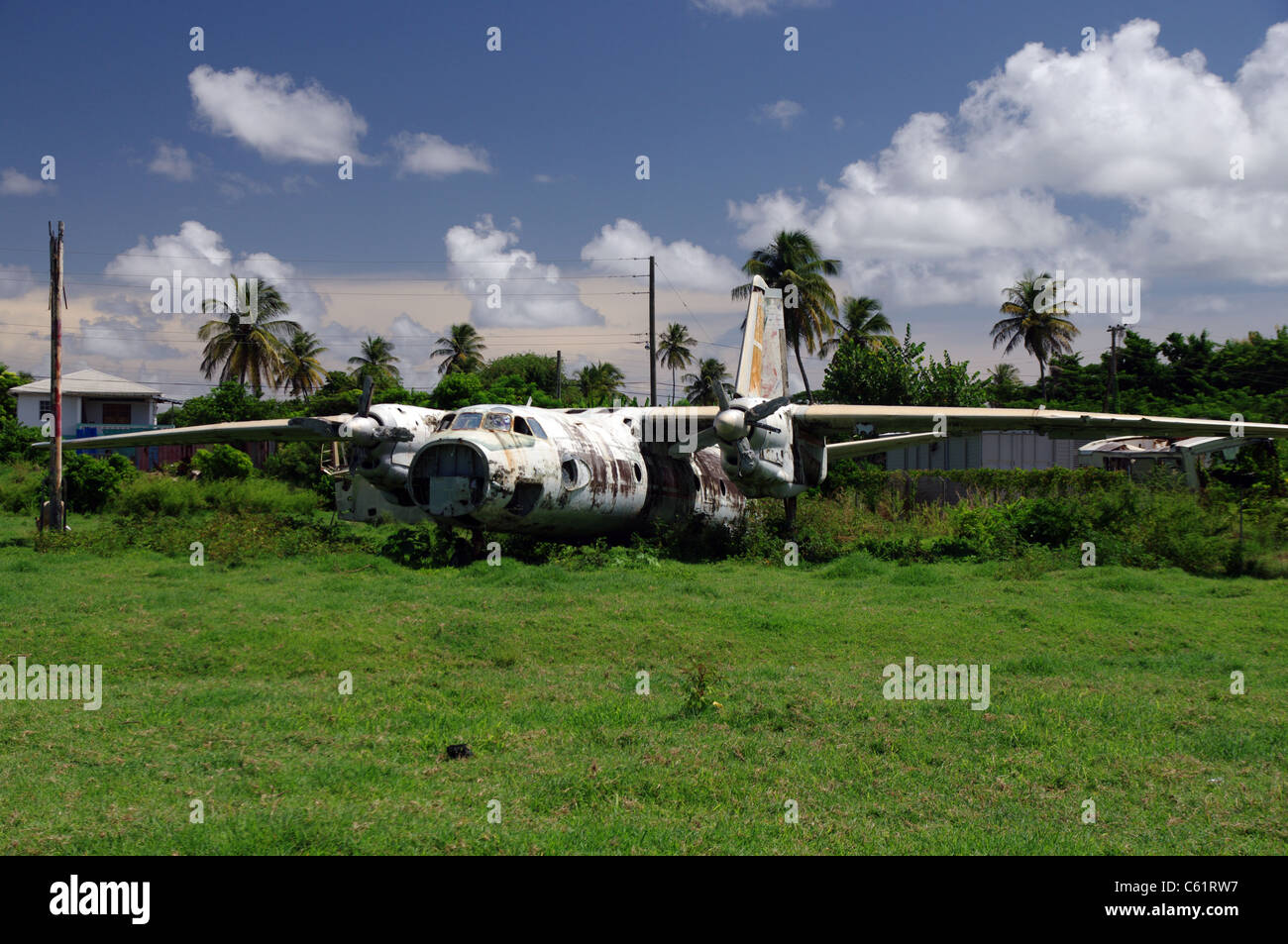 Arrugginimento Guerra Fredda reliquie a perle aeroporto, Grenada Foto Stock