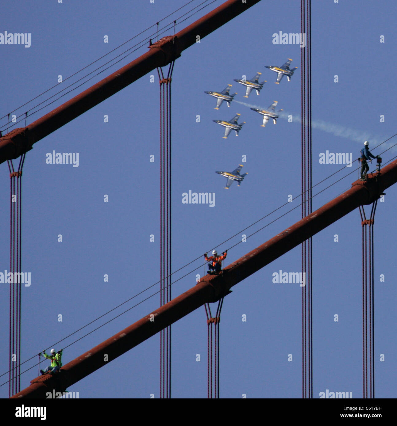 Blue Angels Golden Gate Bridge lavoratori turismo Foto Stock