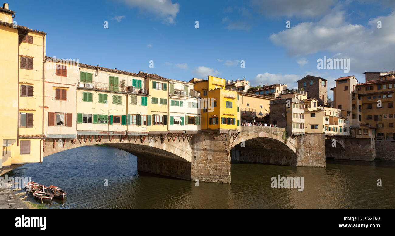 Lato ovest del Ponte Vecchio, Firenze, Toscana, Italia Foto Stock