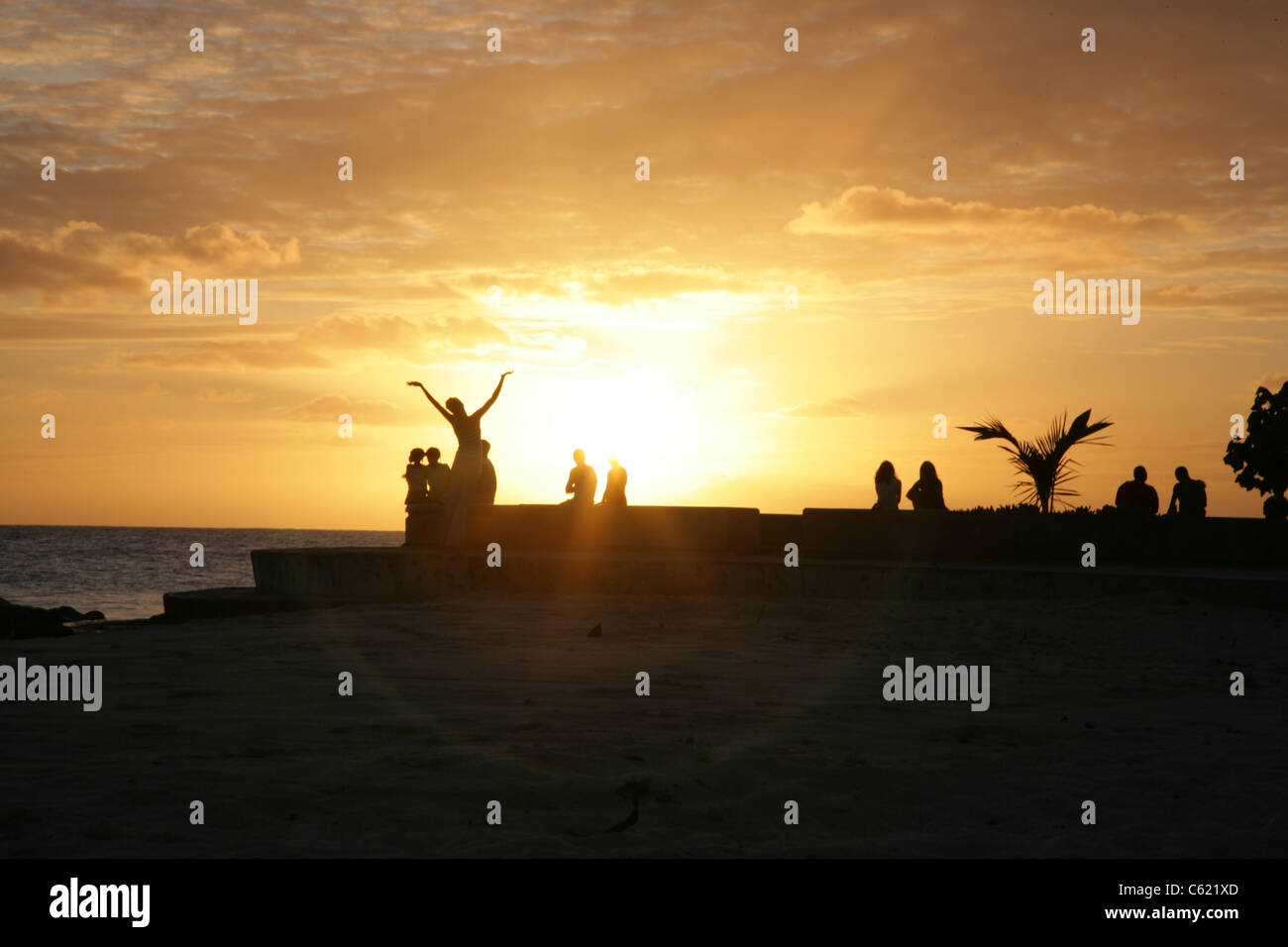 Tramonto in scena a Barbados, dei Caraibi. Foto Stock
