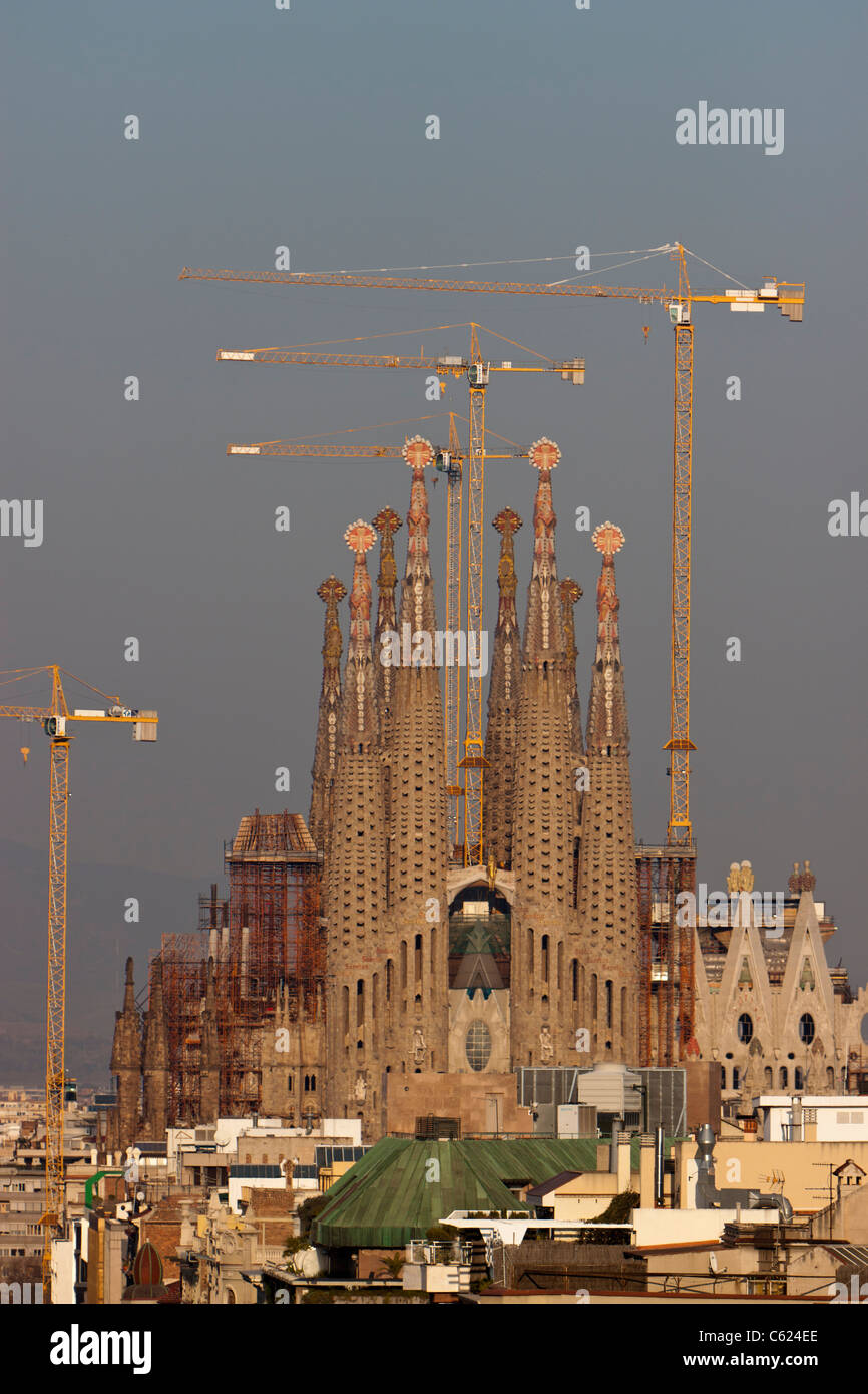 La Sagrada Familia di Gaudi architettura della chiesa, Barcellona Catalunya. Spagna europa Foto Stock
