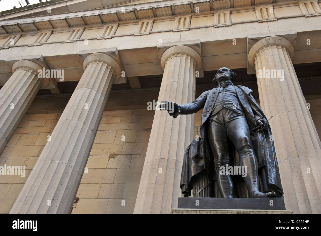 George Washington statua, New York City, Manhattan STATI UNITI D'AMERICA. Foto Stock