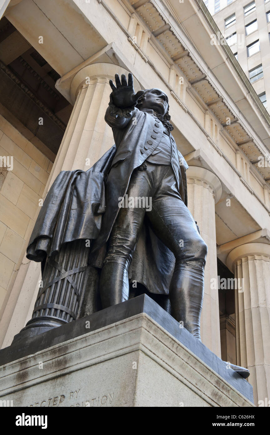 George Washington statua, New York City, Manhattan STATI UNITI D'AMERICA. Foto Stock