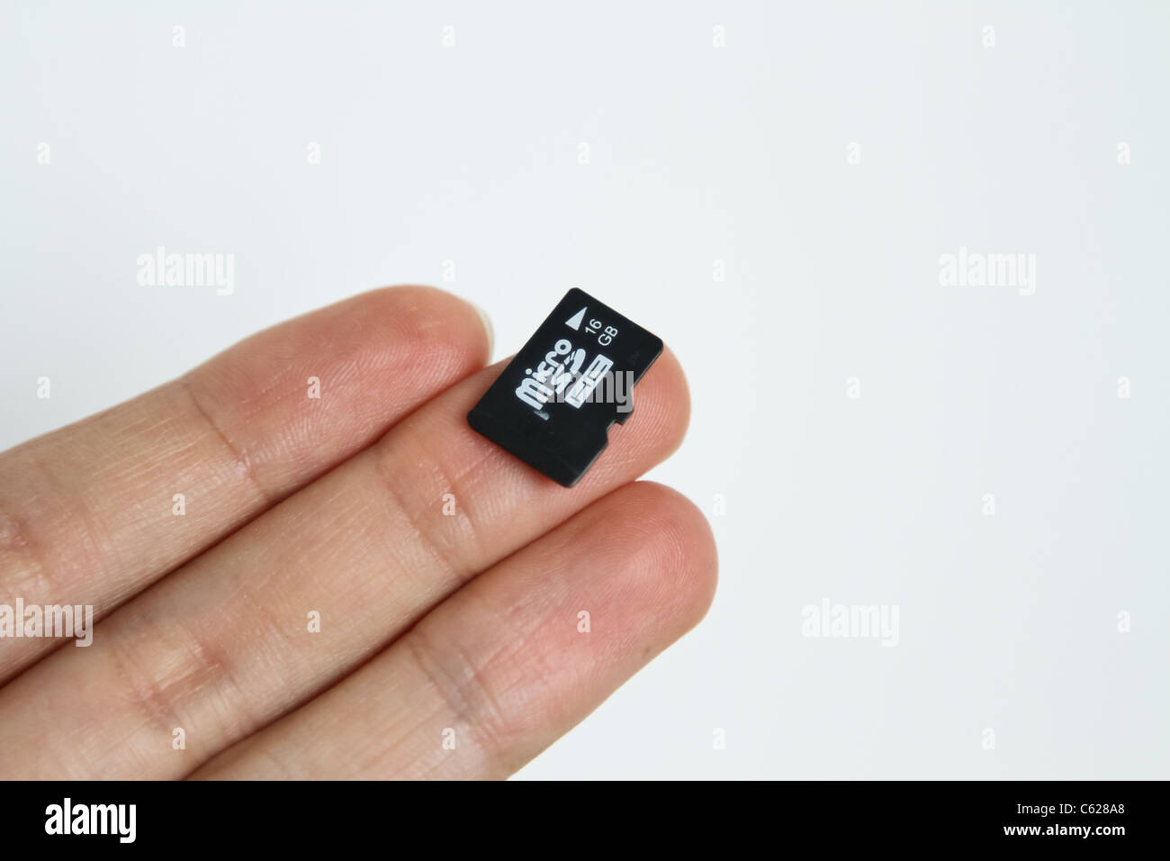 Piccolo piccolo chip di memoria scheda micro SD' Foto Stock
