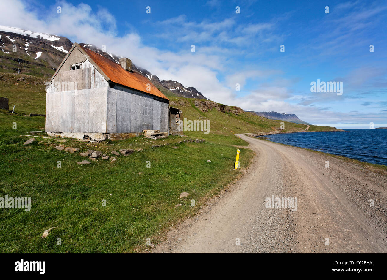 Paesaggio nel Eastfjords vicino a Seyðisfjörður Affitto villaggio, Islanda Foto Stock